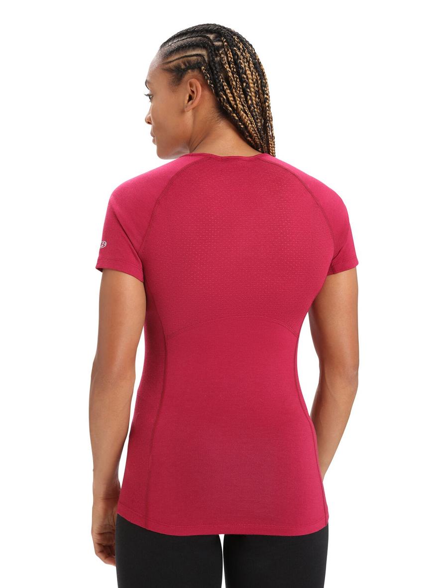 Cherry Women's Icebreaker BodyfitZone™ Merino 150 Zone Short Sleeve Crewe Thermal Top Base Layers | USA 1889FDNM